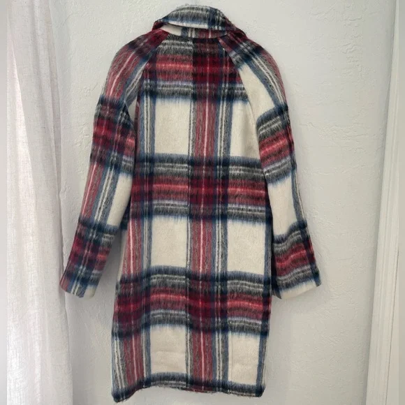 ASOS Red and Blue Plaid Trench Coat - Picture 5 of 16